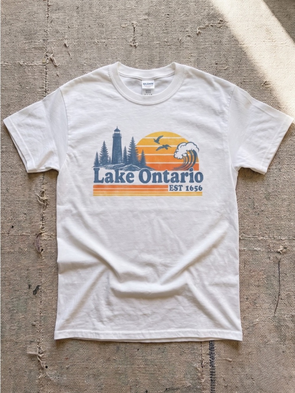 Lake Ontario EST 1656 Lighthouse Graphic T-Shirt Great Lakes Tee